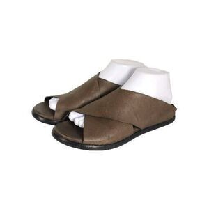 Ernesto Dolani Women's US8,5 EU39 Brown Leather Crisscross Flat Slides Sandals